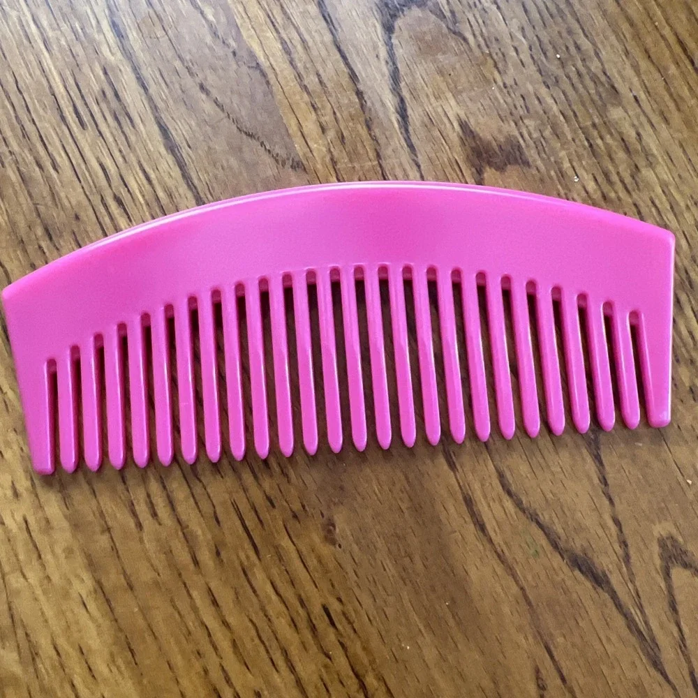 Vintage Estee Lauder Pink Hair Comb Plastic Wide Tooth Rounded Purse Travel 5.5